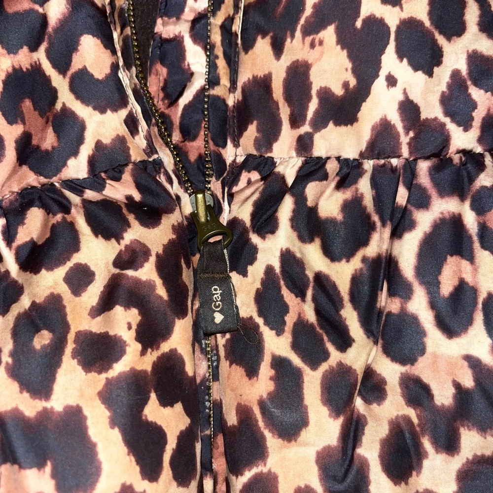Baby Gap Leopard Print Kids Jacket with Faux Fur Hood Size 3 Years - Picture 3 of 5